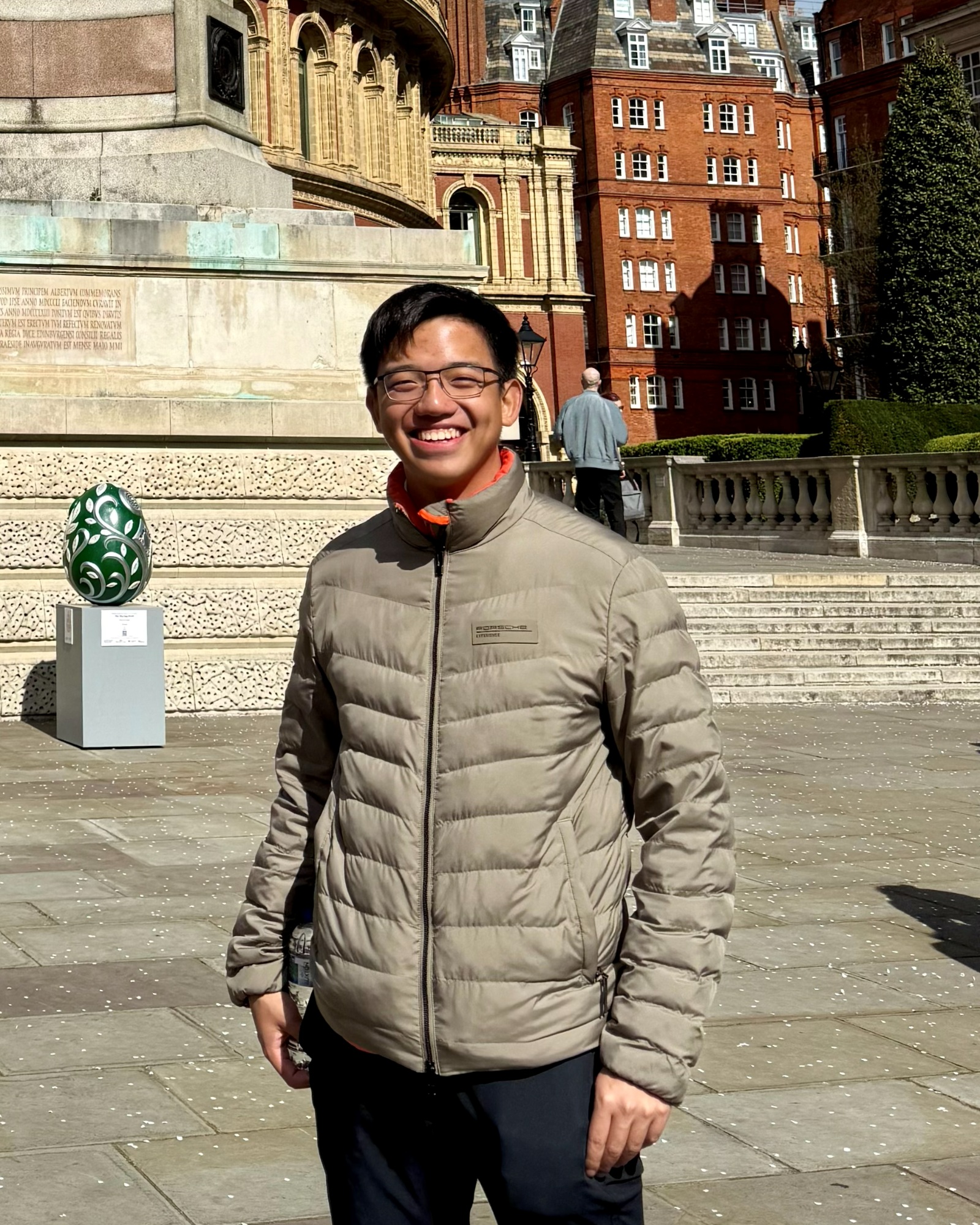 Kristofer Tsai smiling outside the Royal Albert Hall
